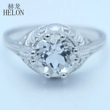 HELON Solid 10k (417) Art Nouveau 8mm Round 2CT White Topaz Gemstone Ring Vintage Style Cocktail Engagement Wedding Women Ring
HELON Solid 10k (417) Art Nouveau 8mm Round 2CT White Topaz Gemstone Ring Vintage Style Cocktail Engagement Wedding Women Ring