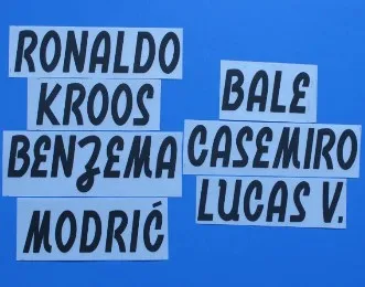 

2018-2019 HOME BALE ASENSIO JAMES RONALDO SERGIO RAMOS KROOS MARCELO M0RATA PEPE MODRIC nameset patch badge