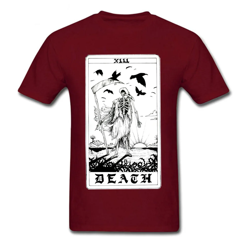 100% Cotton Youth Short Sleeve Death Tarot Card T Shirts Casual Tops & Tees Retro Design O-Neck Tee Shirts Free Shipping Death Tarot Card maroon