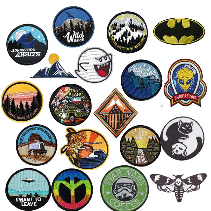 New Cat Peace Space Round Mountain Embroidery Patches for Clothing DIY Stripes Appliques Clothes Stickers Iron on Forest Badges
New Cat Peace Space Round Mountain Embroidery Patches for Clothing DIY Stripes Appliques Clothes Stickers Iron on Forest Badges