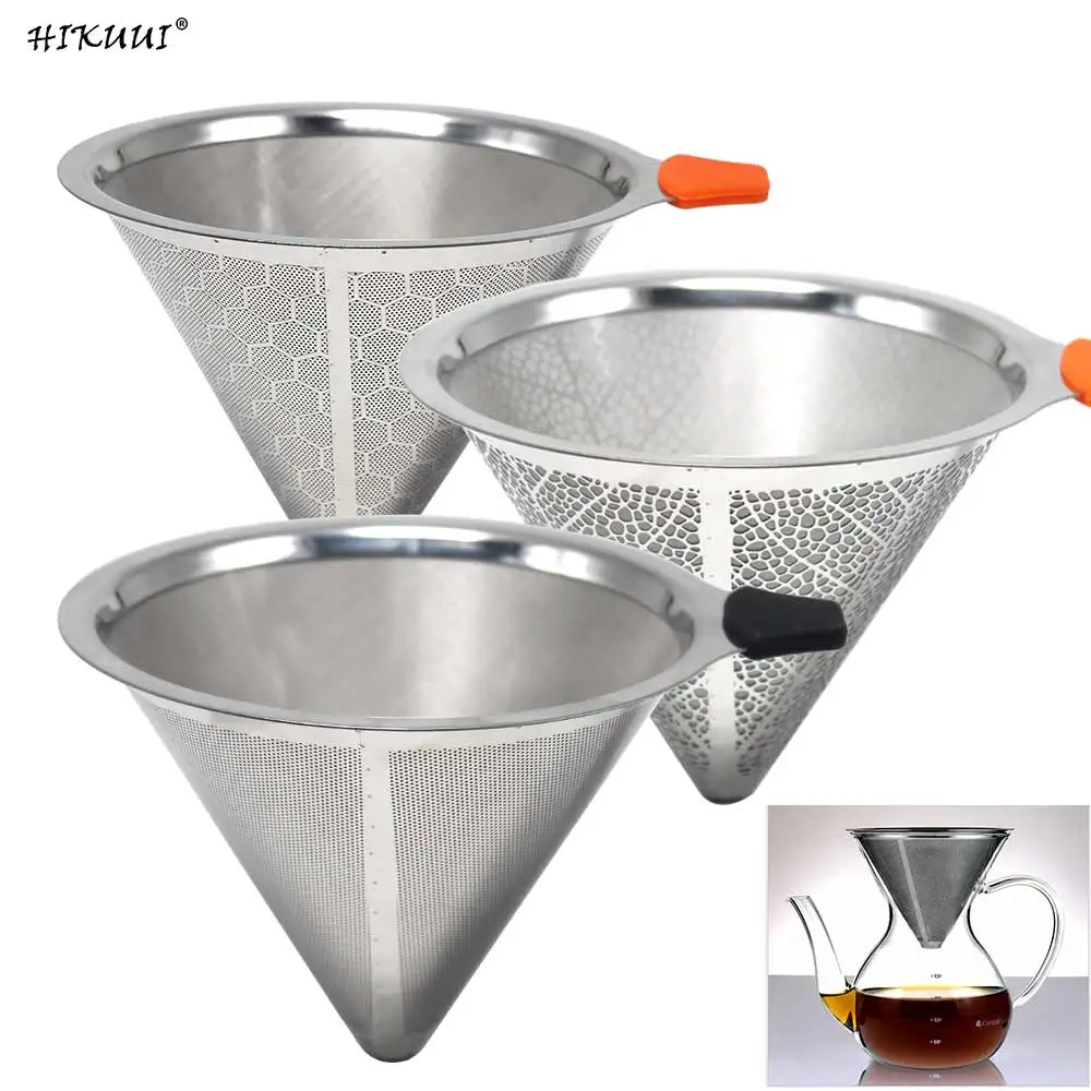 3 Style Coffee Filter Drip Double Layer Mesh Coffee Cone Filter 304(18/8) Stainless Steel Home Kitchen Coffee Making Tool
3 Style Coffee Filter Drip Double Layer Mesh Coffee Cone Filter 304(18/8) Stainless Steel Home Kitchen Coffee Making Tool