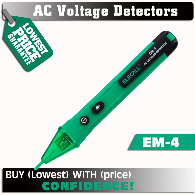 ELECALL EM-4 Non Contact LED Socket Wall AC Power Outlet Auto-off AC Voltage Detectors Tester Sensor Test Pencil 50-1000ACV
ELECALL EM-4 Non Contact LED Socket Wall AC Power Outlet Auto-off AC Voltage Detectors Tester Sensor Test Pencil 50-1000ACV