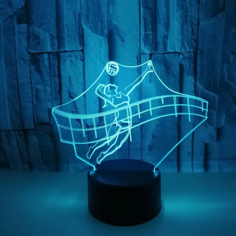 New Sports Colorful 3d Small Table Lamp Playing Volleyball Moderne Touch Night Desk | Лампы и освещение