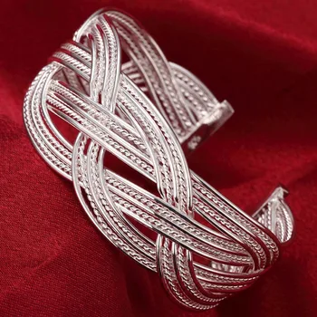 New Fashion Bracelet 925 Sterling Silver Twisted Weaving Open Big Bangles For Women Men Trendy Jewelry
New Fashion Bracelet 925 Sterling Silver Twisted Weaving Open Big Bangles For Women Men Trendy Jewelry