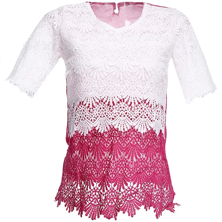 Blusas Femininas 2015 Women Shirt Lace Blouse Fashion Crochet Top Lady Blusa Princess Splicing Flower 25 |