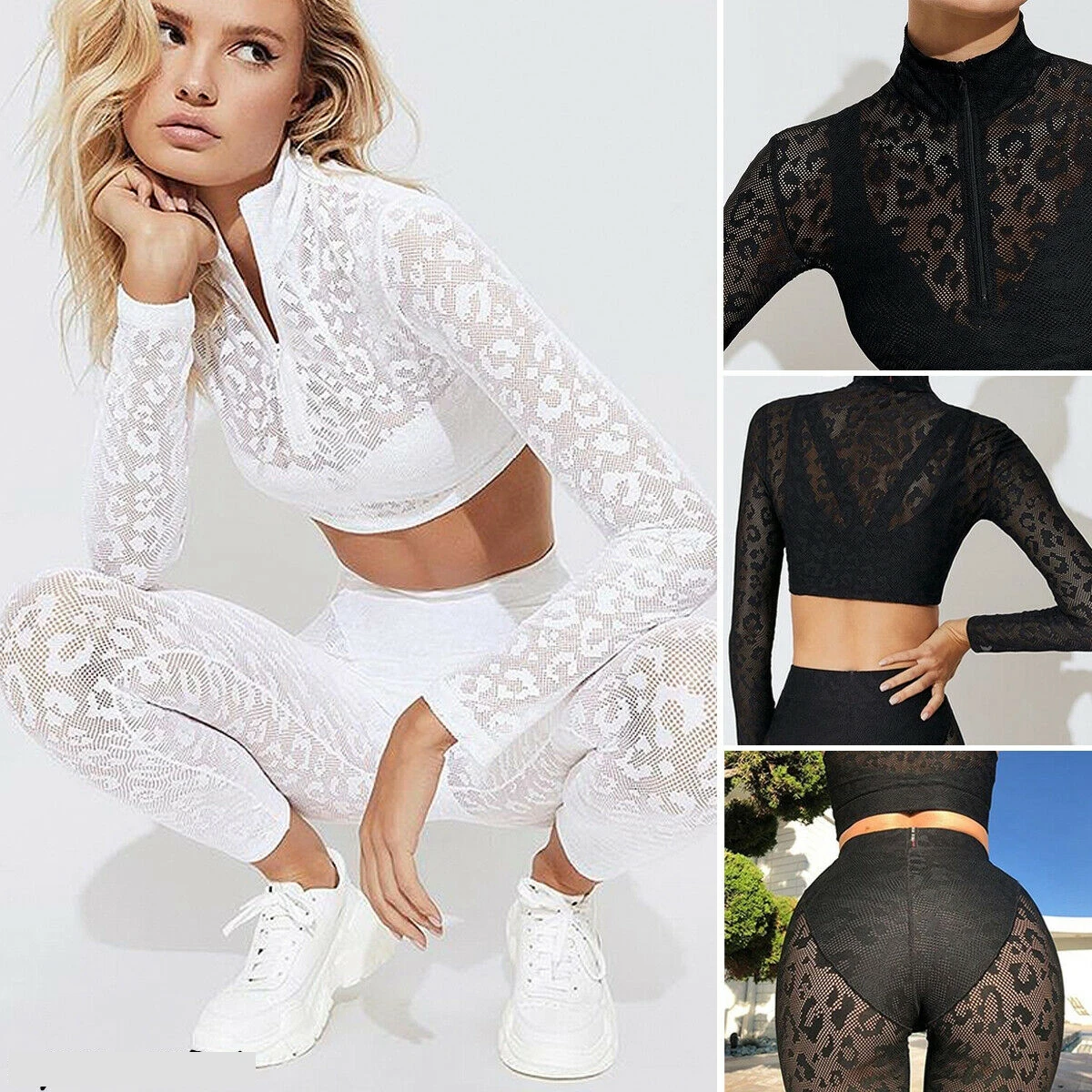2Pcs Women Leopard Sheer Crop Tops Zipper High neck Long Sleeve Tracksuit Pants Sets Jogging Sweat Suit
2Pcs Women Leopard Sheer Crop Tops Zipper High neck Long Sleeve Tracksuit Pants Sets Jogging Sweat Suit