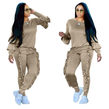 Autumn Fall Two Piece Ruffles Hoodies Pants Set Women Long Petal Sleeves Winter Top With Long Trousers Street Fashion Tracksuits
Autumn Fall Two Piece Ruffles Hoodies Pants Set Women Long Petal Sleeves Winter Top With Long Trousers Street Fashion Tracksuits