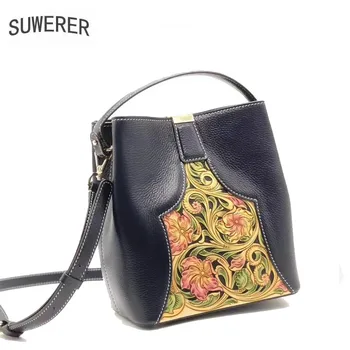 SUWERER 2019 New Women Genuine Leather bags luxury handbags famous brand Hand carved Luxury Bucket bag leather shoulder bags
SUWERER 2019 New Women Genuine Leather bags luxury handbags famous brand Hand carved Luxury Bucket bag leather shoulder bags