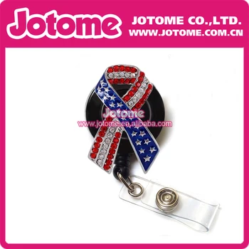 Silver Tone Crystal Rhinestone USA Flag Retractable Badge Reel/ ID Badge Holder - July 4th Patriotic American Costume Jewelry
Silver Tone Crystal Rhinestone USA Flag Retractable Badge Reel/ ID Badge Holder - July 4th Patriotic American Costume Jewelry