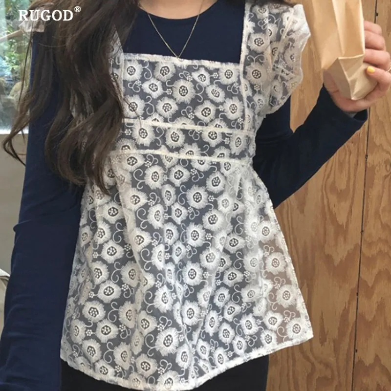 RUGOD new arrival Delicate embroidery tank top perspective lace Korean version top femme été
RUGOD new arrival Delicate embroidery tank top perspective lace Korean version top femme été