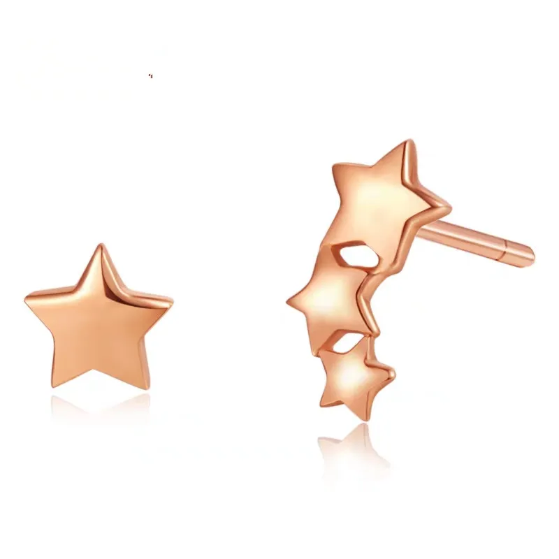 VOJEFEN 18K Rose Gold minimalist five-pointed star elegant Star stud earrings pierced earrings elegant asymmetrical Gold Stud
VOJEFEN 18K Rose Gold minimalist five-pointed star elegant Star stud earrings pierced earrings elegant asymmetrical Gold Stud