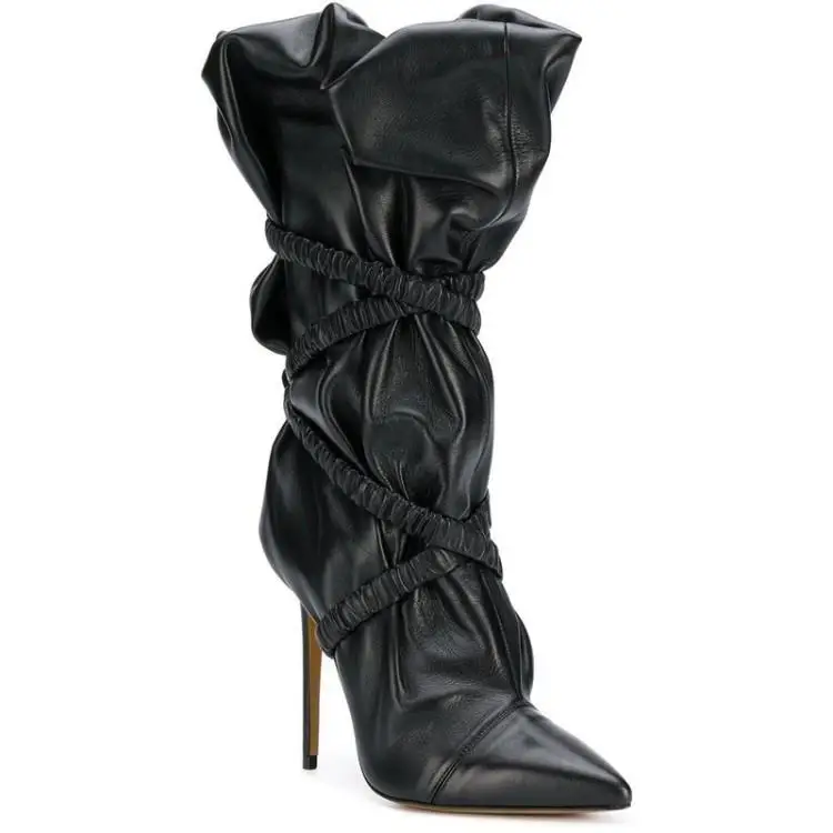 Eunice Choo Pleated Design Pointed Toe Black Women Booties Slip On Elastic Band Tied High Heels PU Leather Short Plush Shoes
Eunice Choo Pleated Design Pointed Toe Black Women Booties Slip On Elastic Band Tied High Heels PU Leather Short Plush Shoes