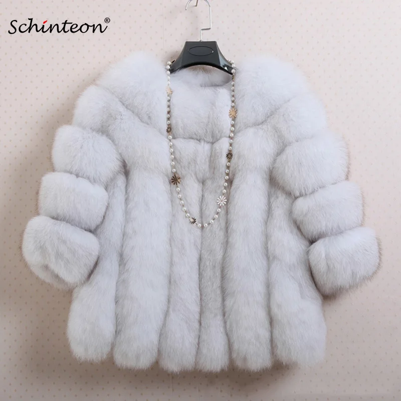Высококачественная женская зимняя куртка пальто из искусственного меха лисы