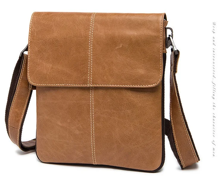 MJ Genuine Leather Male Bags High Capacity Real Leather Men's Messenger Bag Solid Crossbody Shoulder Handbag for Men Vertical (11)
