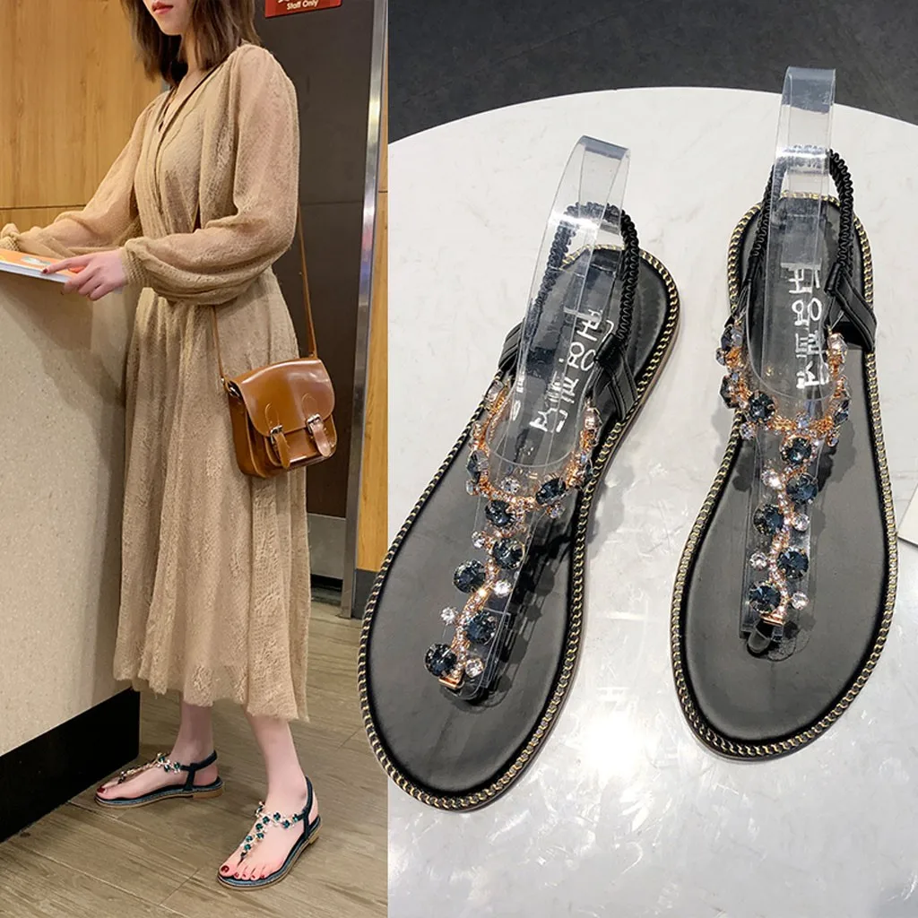 Women Thong flat casual Sandals Sequins T-Type Open Toe Rhinestone Flat Bottom Roman Sandals Shoes zapatos de mujer Dropshipping
Women Thong flat casual Sandals Sequins T-Type Open Toe Rhinestone Flat Bottom Roman Sandals Shoes zapatos de mujer Dropshipping