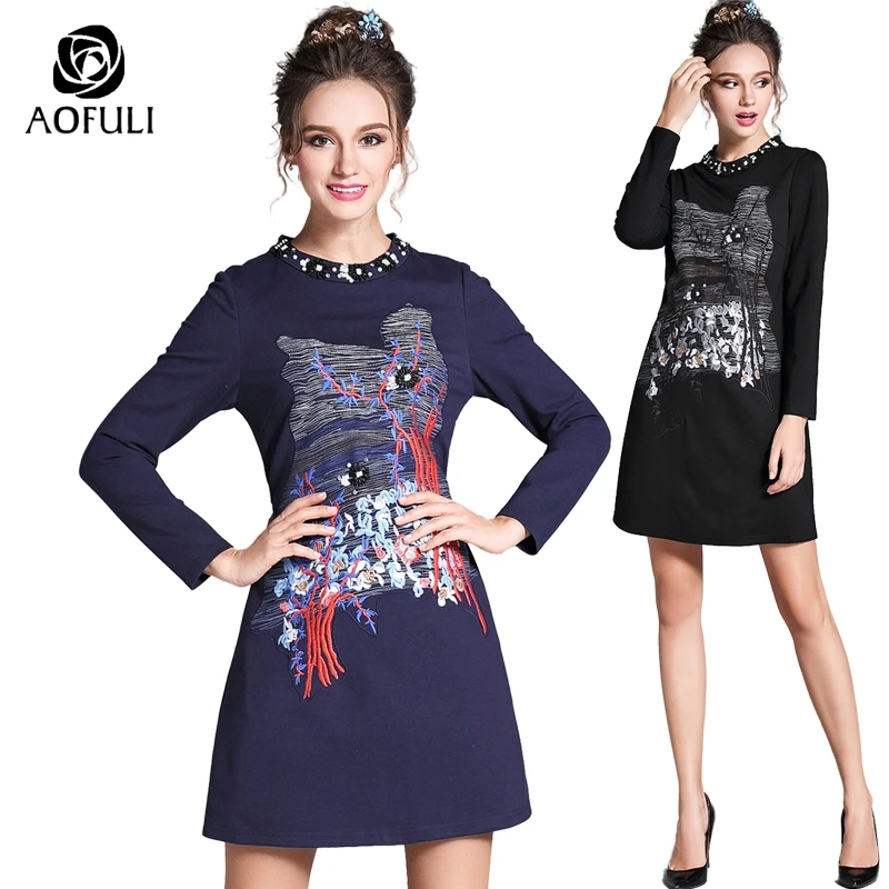 L~ 4xl 5xl Abstract Tree Embroidery Women Dress Ladies Diamond Beading Dresses Spring Autumn Big Size clothes AOFULI B3566
L~ 4xl 5xl Abstract Tree Embroidery Women Dress Ladies Diamond Beading Dresses Spring Autumn Big Size clothes AOFULI B3566