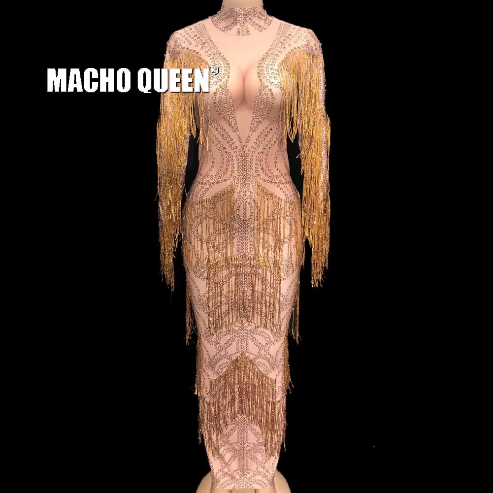 Rhinestones Fringe Long Party Dresses Sexy Celebrity Red Carpet Dress Drag Queen Costumes
Rhinestones Fringe Long Party Dresses Sexy Celebrity Red Carpet Dress Drag Queen Costumes