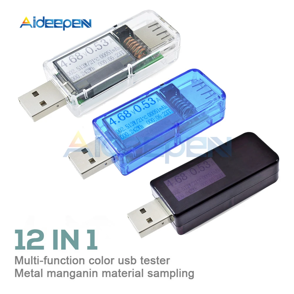 12 in 1 Multi-function USB Tester DC Voltage Current Meter Digital Voltmeter Ammeter Detector Power Bank Charger Indicator
12 in 1 Multi-function USB Tester DC Voltage Current Meter Digital Voltmeter Ammeter Detector Power Bank Charger Indicator