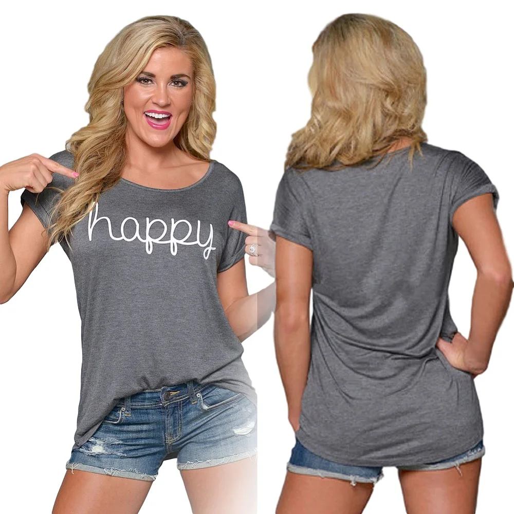 women's t shirt Happy Letter Print Summer T Shirt Fashion Short Sleeve Top Tees O-Neck Casual T-shirts Camisetas Mujer 10
women's t shirt Happy Letter Print Summer T Shirt Fashion Short Sleeve Top Tees O-Neck Casual T-shirts Camisetas Mujer 10