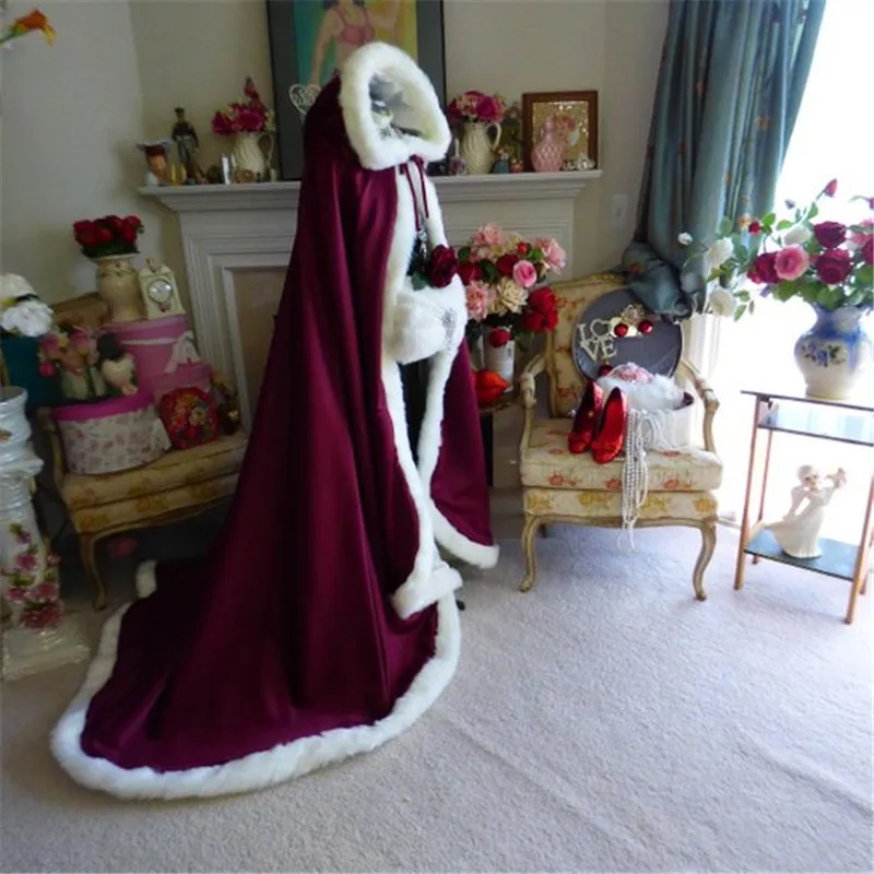 Medieval Celtic Wedding 69 Inch Bridal Cape Burgundy Satin with Fur Trim Wedding Cloak Handmade Bridal Wraps Hood Cape 
Medieval Celtic Wedding 69 Inch Bridal Cape Burgundy Satin with Fur Trim Wedding Cloak Handmade Bridal Wraps Hood Cape