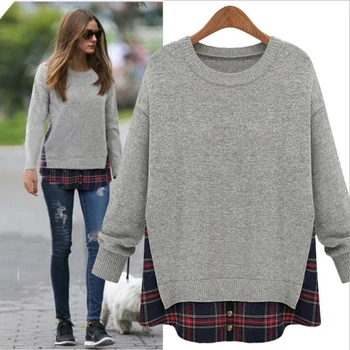 M-5XL Plus Size O-Neck Pullover Sweaters 2016 Loose Big Size Fake Two Long-sleeved Knit Shirt Sweater Poleras De Mujer BF367
M-5XL Plus Size O-Neck Pullover Sweaters 2016 Loose Big Size Fake Two Long-sleeved Knit Shirt Sweater Poleras De Mujer BF367