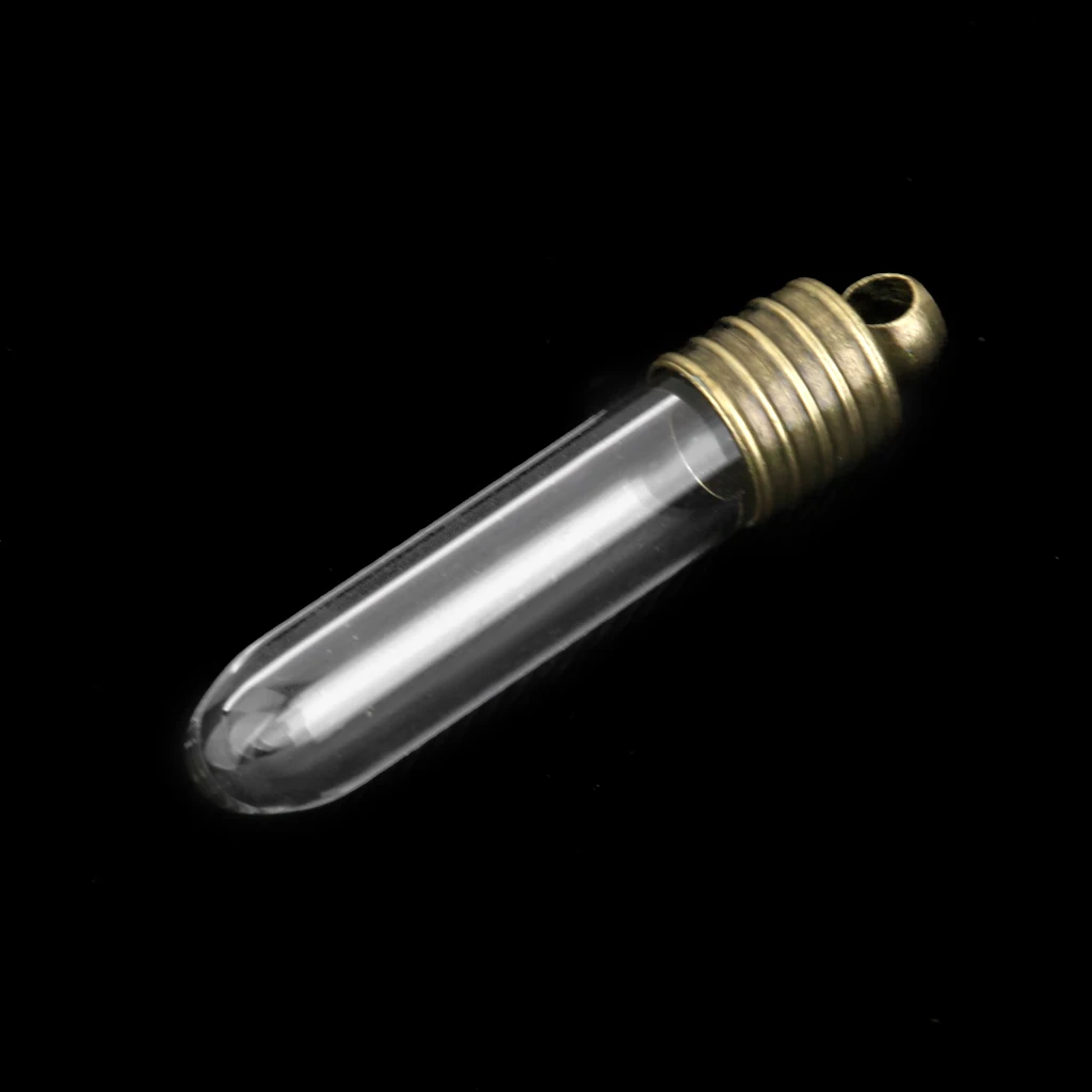 Phenovo 10 Clear Vials DIY Craft Necklace Pendant bronze cap Mini Empty Glass Wishing Bottles Fashion Jewelry DIY accessory