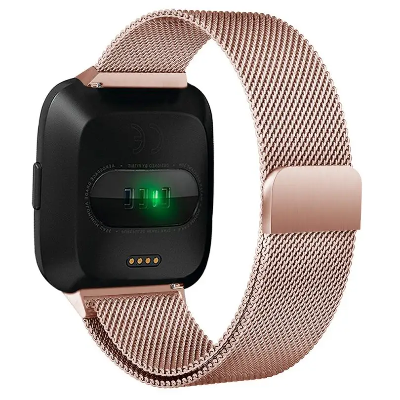 Миланская Магнитная Петля браслет из нержавеющей стали для часов Fitbit Versa Gold 5 6 7