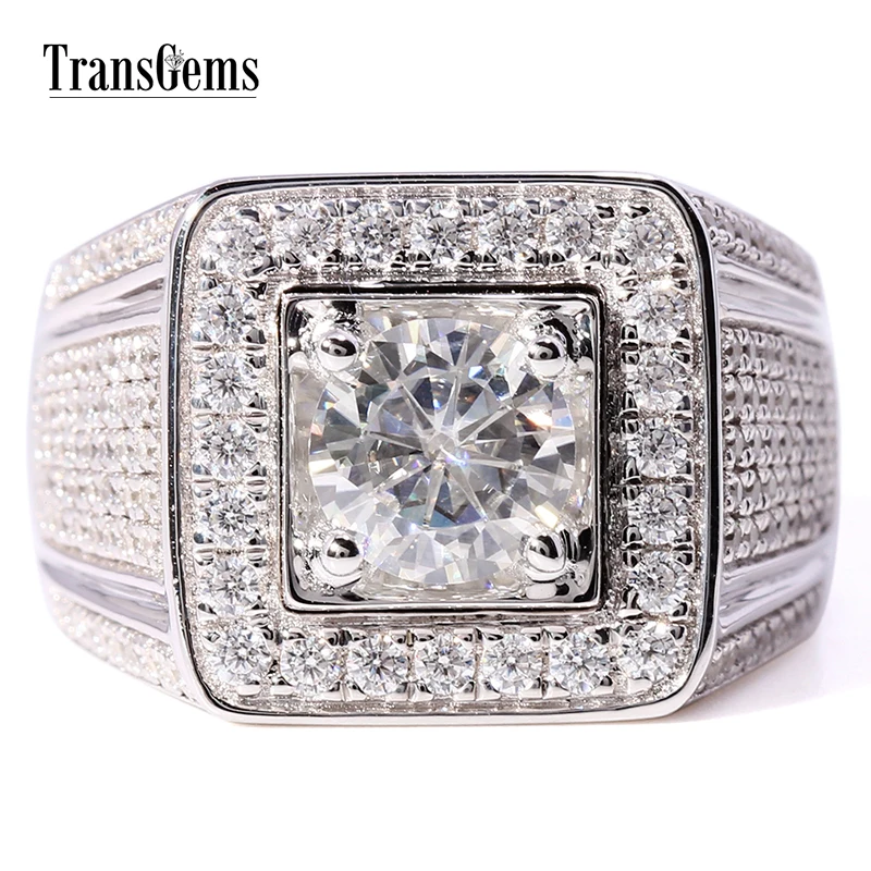 TransGems 2.3 CTW Carat Lab Grown Moissanite Diamond Solitaire Wedding Band 14K White Gold Engagement Ring for Gentle Men
TransGems 2.3 CTW Carat Lab Grown Moissanite Diamond Solitaire Wedding Band 14K White Gold Engagement Ring for Gentle Men