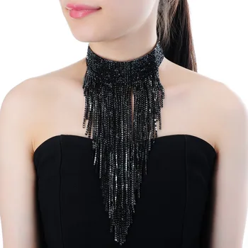 JEROLLIN Fashion Jewelry Black Choker Long Alloy Tassel Necklace Women Tassel Long Necklaces Statement Black Party Accessories
JEROLLIN Fashion Jewelry Black Choker Long Alloy Tassel Necklace Women Tassel Long Necklaces Statement Black Party Accessories