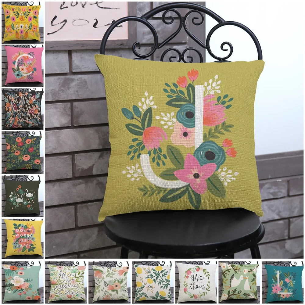 Flower Letter Style Home Decoration Cushion Pillowcase Painting Flowers Printed Cotton Linen Sofa Throw Pillows Cojines 45*45cm
Flower Letter Style Home Decoration Cushion Pillowcase Painting Flowers Printed Cotton Linen Sofa Throw Pillows Cojines 45*45cm