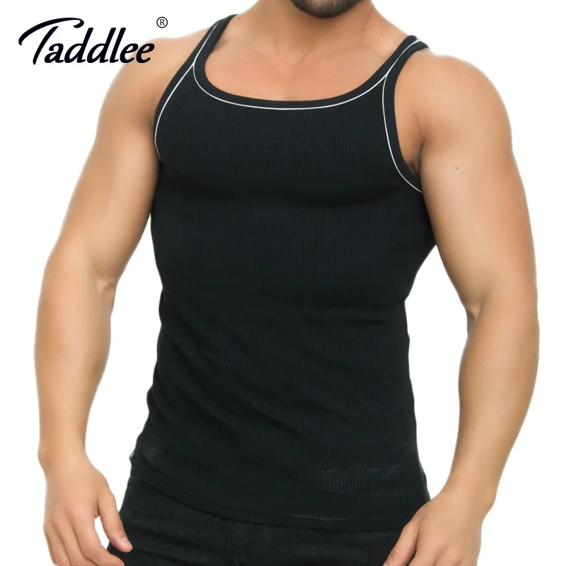 Фото Бренд Taddlee мужской модальный черный топ на бретелях футболки без рукавов