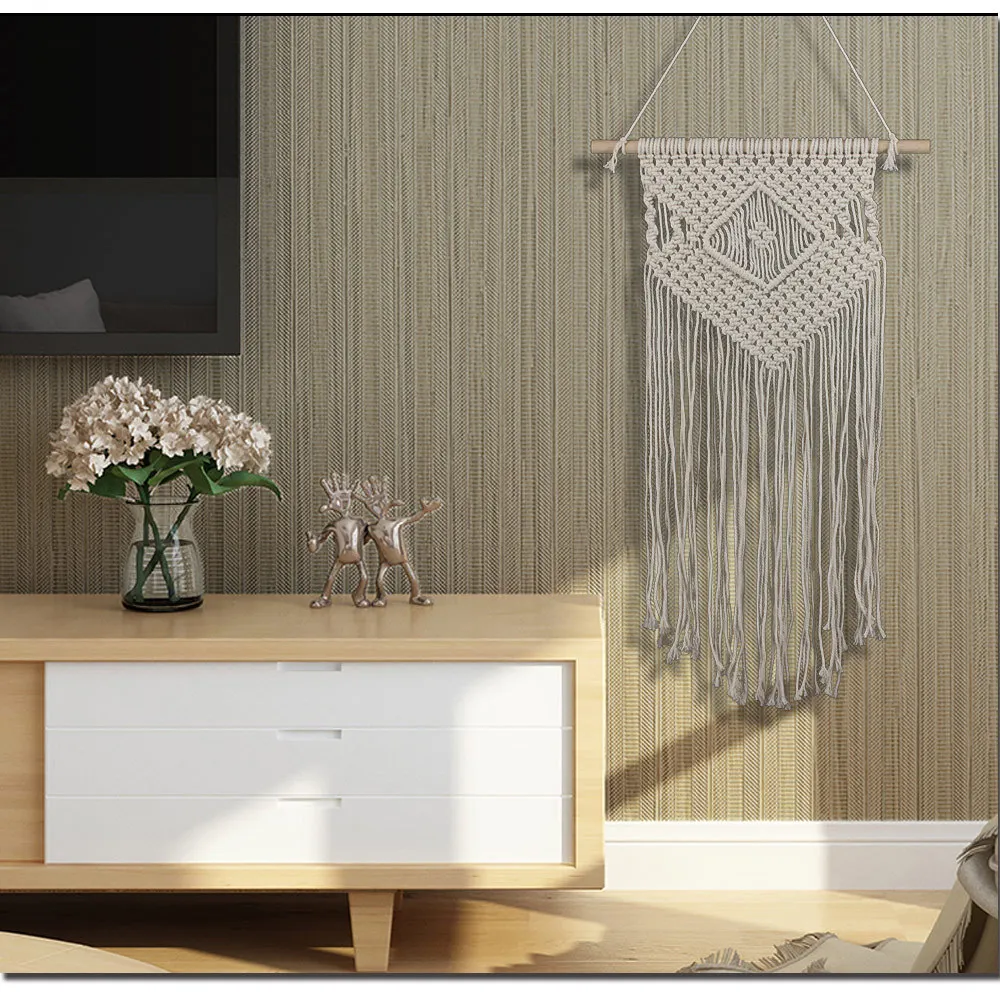 Nordic Style Handmade Woven Bohemian Tapestry, Knotted Macrame Wall Art, Wall Hanging with Lace Fabrics, Home Wedding Decoration
Nordic Style Handmade Woven Bohemian Tapestry, Knotted Macrame Wall Art, Wall Hanging with Lace Fabrics, Home Wedding Decoration