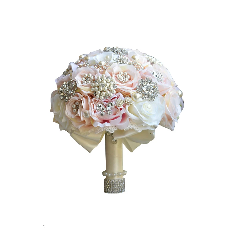 High Quality Ivory Champagne Pearl Rhinestone Wedding Bouquet Rose Bridal Holding Ribbon Flowers Bouquet De Mariage
High Quality Ivory Champagne Pearl Rhinestone Wedding Bouquet Rose Bridal Holding Ribbon Flowers Bouquet De Mariage