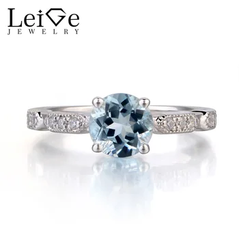 Leige Jewelry Aquamarine Rings Round Cut Silver 925 Jewlry For Women Blue Gemstone Wedding Promise Ring March Birthstone 
Leige Jewelry Aquamarine Rings Round Cut Silver 925 Jewlry For Women Blue Gemstone Wedding Promise Ring March Birthstone