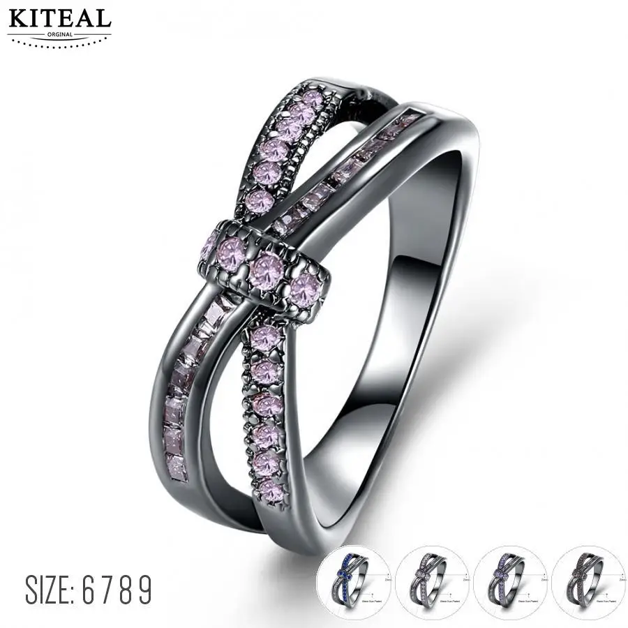 Kiteal Hot sale Black Gold Filled cross finger ring for lady paved purple/blue cz zircon luxury hot Princess women BirthdayGift
Kiteal Hot sale Black Gold Filled cross finger ring for lady paved purple/blue cz zircon luxury hot Princess women BirthdayGift
