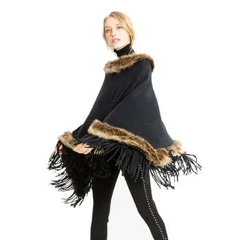 Women Faux Fur Collar Cape Shawl Tassel Hem Knitting Faux Fur Wool Spliced Pullover Poncho Cloak New Autumn Winter Warm Scarves
Women Faux Fur Collar Cape Shawl Tassel Hem Knitting Faux Fur Wool Spliced Pullover Poncho Cloak New Autumn Winter Warm Scarves