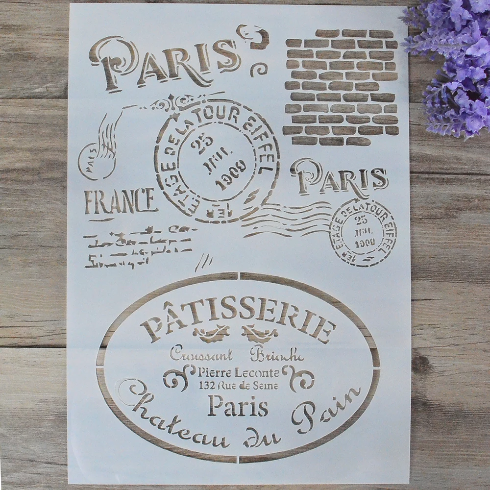 A4 A3 A2 DIY Craft French Stencils For Walls Painting Scrapbooking Stamping Album Decorative Embossing Paper Card Retro Paris
A4 A3 A2 DIY Craft French Stencils For Walls Painting Scrapbooking Stamping Album Decorative Embossing Paper Card Retro Paris