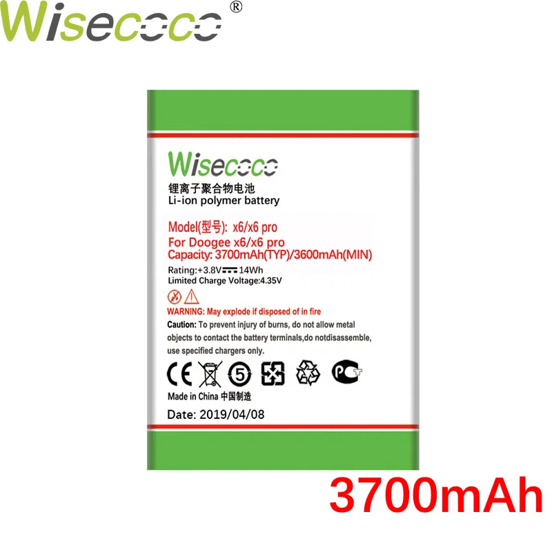 Wisecoco X6 3700mAh New Powerful Battery For DOOGEE X6 X 6 Pro Phone Battery Replacement + Tracking Number
Wisecoco X6 3700mAh New Powerful Battery For DOOGEE X6 X 6 Pro Phone Battery Replacement + Tracking Number