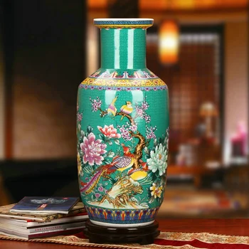 Jingdezhen Ceramic Vase Enamel Peony Flowers And Birds Phoenix Landing Big Vase Home vase Decoration large porcelain vase
Jingdezhen Ceramic Vase Enamel Peony Flowers And Birds Phoenix Landing Big Vase Home vase Decoration large porcelain vase