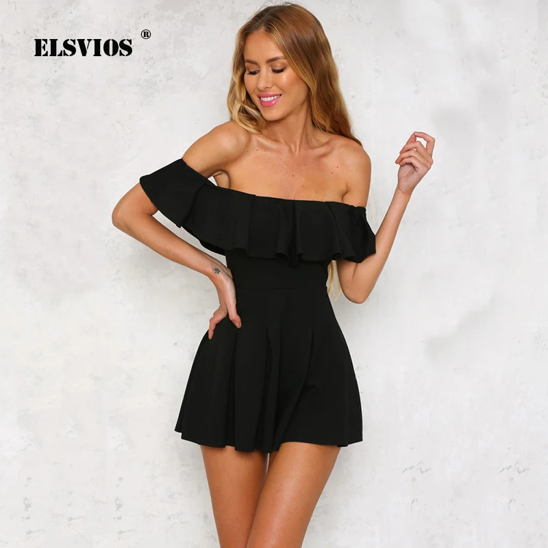 ELSVIOS New Ruffle Off Shoulder Elegant Summer Rompers Women Strapless Backless Sexy Short Jumpsuits Casual Solid Beach Overalls
ELSVIOS New Ruffle Off Shoulder Elegant Summer Rompers Women Strapless Backless Sexy Short Jumpsuits Casual Solid Beach Overalls