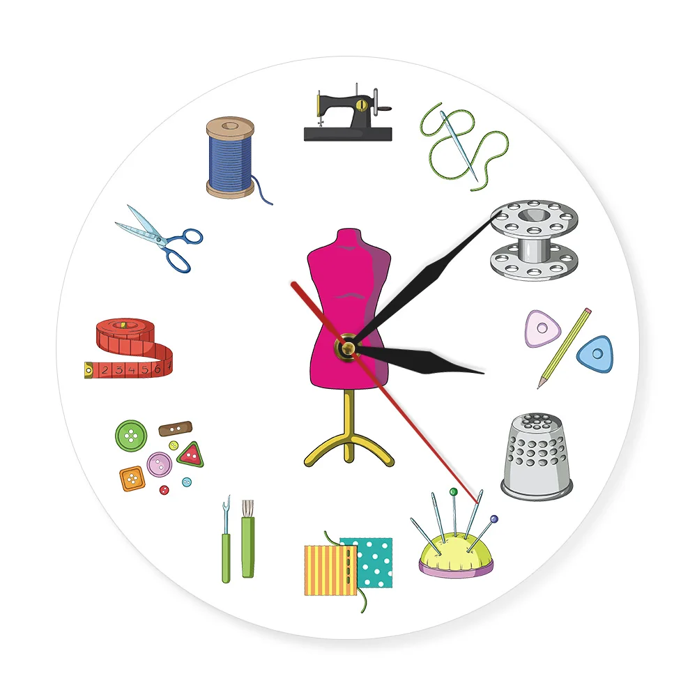 

Tailor Shop Quilting and Sew Time Seamstress Modern Wall Clock Customize The Label Sewing Sign Wall Clock Personalize With Name