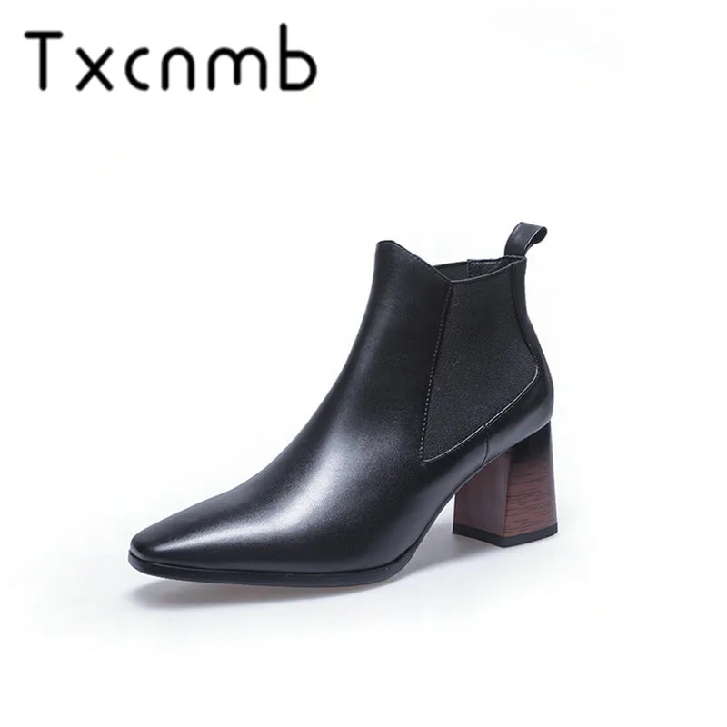 TXCNMB New Cow Leather Boots Women High Heels Ankle Boots Poined Toe Ladies Shoes Elegant Party Dress Shoes Woman 
TXCNMB New Cow Leather Boots Women High Heels Ankle Boots Poined Toe Ladies Shoes Elegant Party Dress Shoes Woman