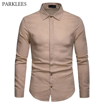 Mens Linen Dress Shirt Solid Khaki Long Sleeve Male Lapel Business Casual Shirts Comfort Color Work Camisas Social Masculina XXL
Mens Linen Dress Shirt Solid Khaki Long Sleeve Male Lapel Business Casual Shirts Comfort Color Work Camisas Social Masculina XXL