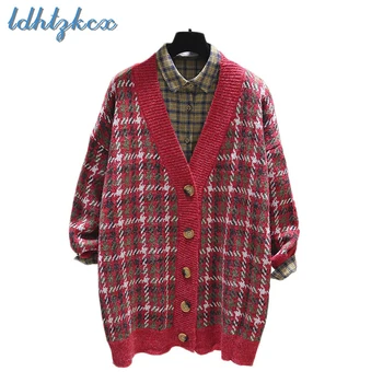 Knitted Sweater Plaid Loose Long Sleeve Sweaters 2018 Autumn Winter New Casual Cardigans Single Breasted Long Slim Sweater CX477 
Knitted Sweater Plaid Loose Long Sleeve Sweaters 2018 Autumn Winter New Casual Cardigans Single Breasted Long Slim Sweater CX477