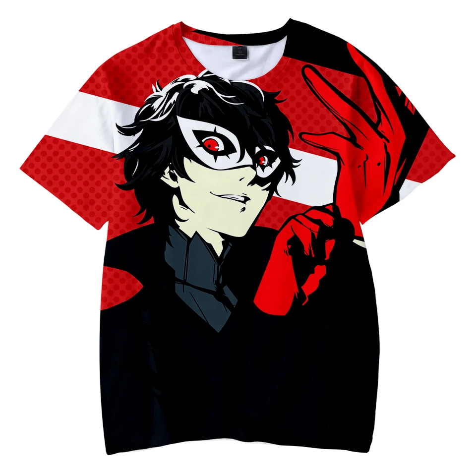 Детские футболки Persona 5 с 3D принтом модные летние в стиле Харадзюку коротким