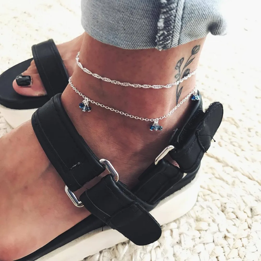 2 pcs/set Bohemian Fashion Retro Crystal Geometric Round Pendant Silver Anklet Set Ladies Charm Jewelry Accessories
2 pcs/set Bohemian Fashion Retro Crystal Geometric Round Pendant Silver Anklet Set Ladies Charm Jewelry Accessories