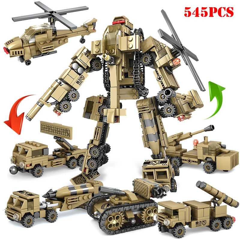 545pcs Military Helicopter Tank 6 in 1 Building Blocks Missile Gun Weapon Army City Bricks Educational Toys For Children Gifts
545pcs Military Helicopter Tank 6 in 1 Building Blocks Missile Gun Weapon Army City Bricks Educational Toys For Children Gifts