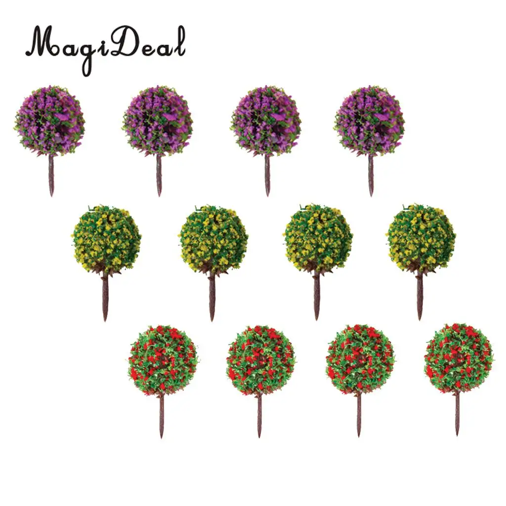 MagiDeal 30 шт./лот Смешанные 3 цвета Цветочная модель поезд деревья шар в форме