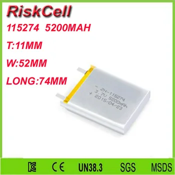 Free shipping 3.7V 5200mah 115274 Lithium Polymer Li-Po Rechargeable Battery For Mp3 MP4 MP5 GPS PSP mobile Pocket PC e-books 
Free shipping 3.7V 5200mah 115274 Lithium Polymer Li-Po Rechargeable Battery For Mp3 MP4 MP5 GPS PSP mobile Pocket PC e-books