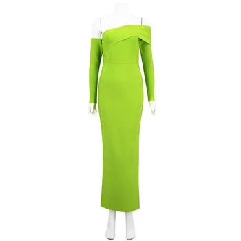Grass Green Color Long Sleeve Off the SHoulder Floor Length Gown Dress Rayon Bandage Dress Elegant Evening Party Dress For Women
Grass Green Color Long Sleeve Off the SHoulder Floor Length Gown Dress Rayon Bandage Dress Elegant Evening Party Dress For Women